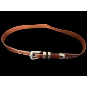 Jos A Bank Fine Italian Leather Dress Belt Crocodile Pattern Brown Men's Size 40